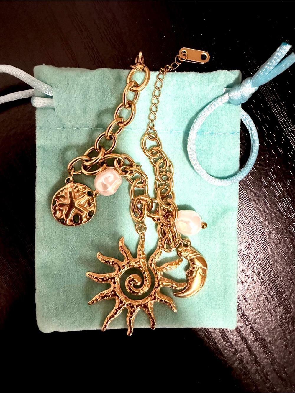 Gold Sun & Moon Charm Bracelet - Women Jewelry